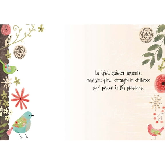 Shared Blessings Be Still and Know Thinking of You Card with KJV Scripture, 1 Count, Birds Florals Inspirational Religious Christian Greetings