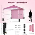 thumbnail image 4 of Costway 10'x10'Commercial Pop-up Canopy Tent Sidewall Folding Market Patio Pink, 4 of 10