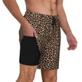 thumbnail image 3 of Fotbe Brown Leopard Men’s Swim Trunks Quick Dry Swim Shorts Board Shorts with Mesh Lining-Small, 3 of 9