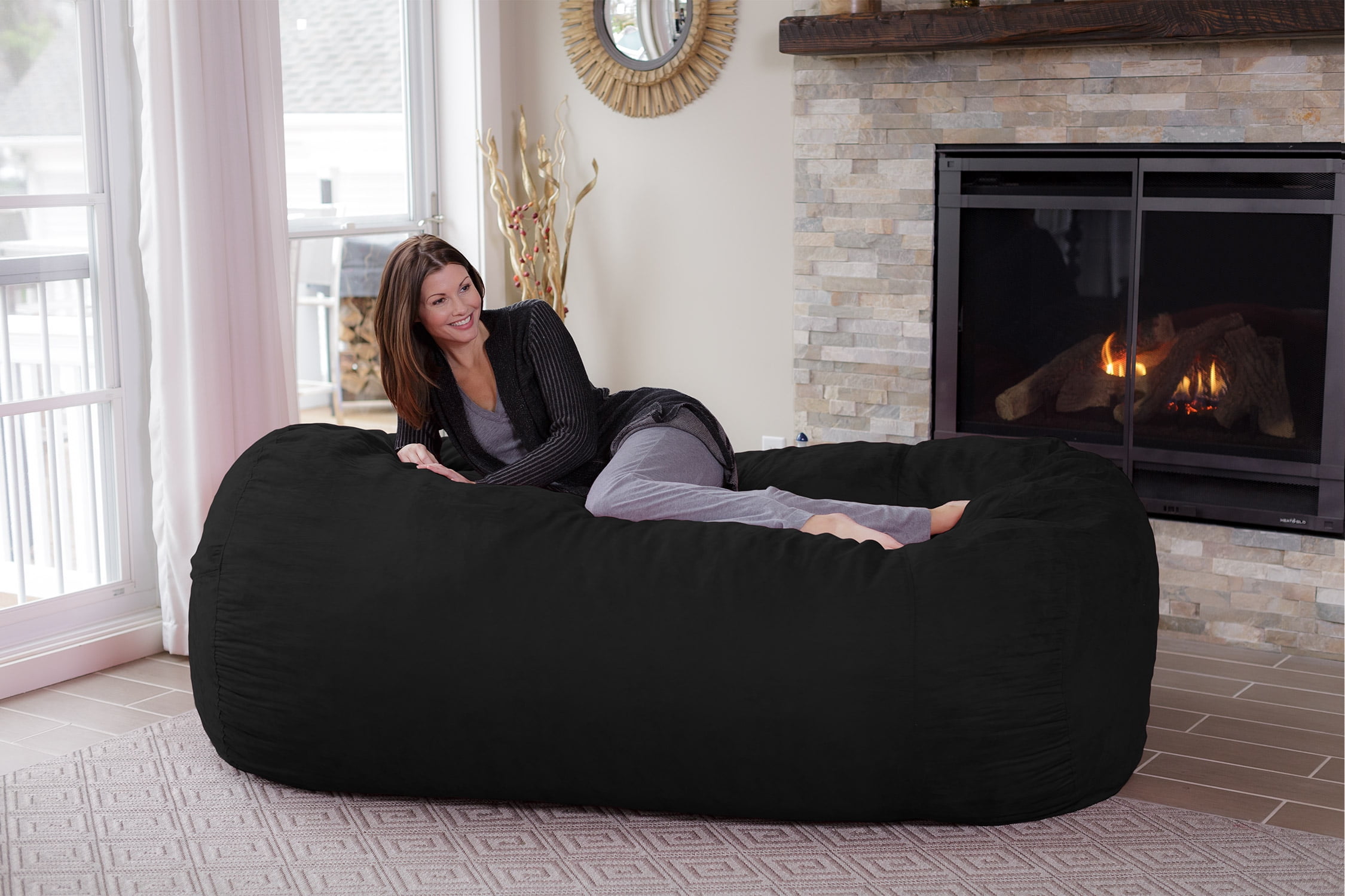 Chill Sack Giant 7.5 ft Bean Bag Lounger, Black