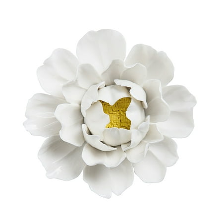 

Handmade Ceramic Flower 3D Wall Hanging Ceramic White Lotus Peony Hanging Ornament 3D Gift Decor Pendant for Home Office