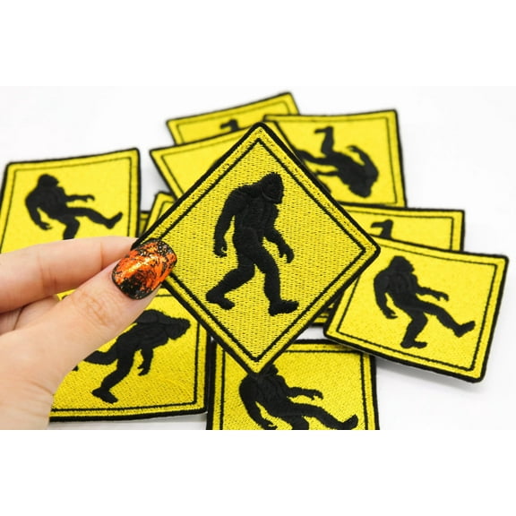 Bigfoot Crossing Sign Embroidered Iron On Patch
