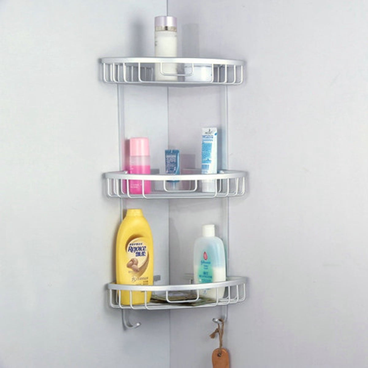 Bathroom Shower Shelf Triangle Corner  Basket Wall Mounted Rack Space aluminum