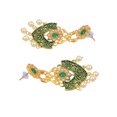 thumbnail image 3 of Crunchy Fashion Bollywood Jewellery Traditional Ethnic Bridal Bride Wedding Bridesmaid Gold-plated Green Choker Kundan Studded Dangler Earrings, 3 of 4