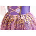 thumbnail image 4 of Magical Glitter Tulle Princess Dress for Girls Halloween Purple Puff Sleeve Costume, Size for 3-9Y, 4 of 7