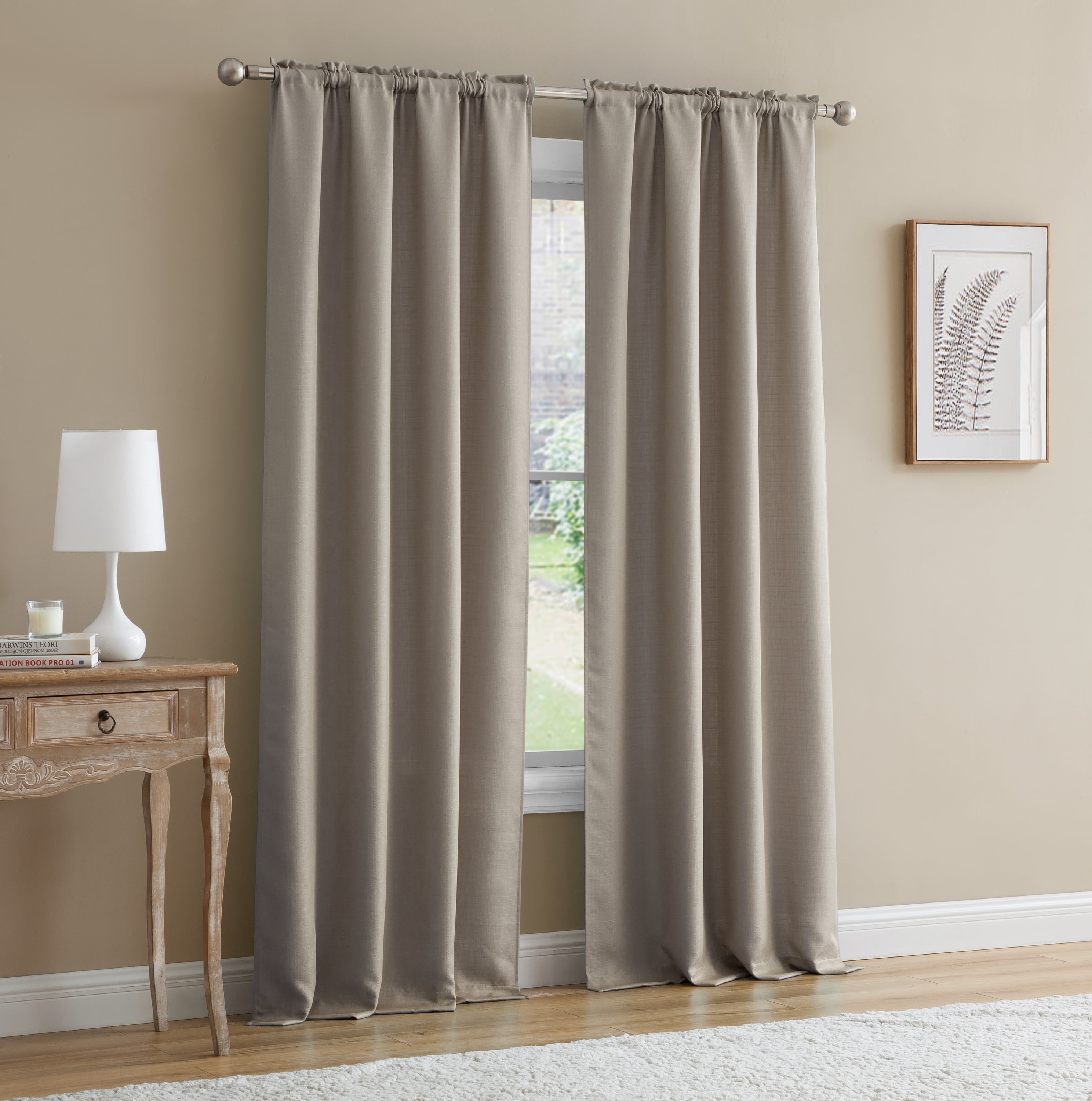 Mainstays Bennett Textured Curtain, Brown 84 inch, Set of (2) - Walmart.com