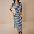 thumbnail image 6 of Dresses for Women, Women's 2026 Summer Bodycon Midi Dress Casual Striped Cap Sleeve Party Wedding Guest Dresses Vacation Outfits, 6 of 6