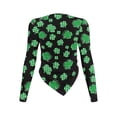 thumbnail image 2 of Xoenoiee Shamrock Polka Point Print Women's Long Sleeve T Shirts Crew Neck Slim Fit Tops Dressy Ruched Basic Tee St. Patrick's Day Y2k Going Out Shirts Irregular Hem Blouser, Size S, 2 of 7