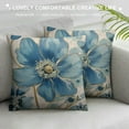 thumbnail image 3 of WERPE  Farmhouse Blue Flower Pillow Covers Vintage Oil Painting Birds Orchid Floral Garden Square Pillow Cushion Cases, Aesthetic Room Decor for Outdoor Sofa Bedroom Blue, 3 of 5