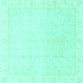 thumbnail image 1 of Ahgly Company Machine Washable Indoor Square Abstract Turquoise Blue Modern Area Rugs, 8' Square, 1 of 4
