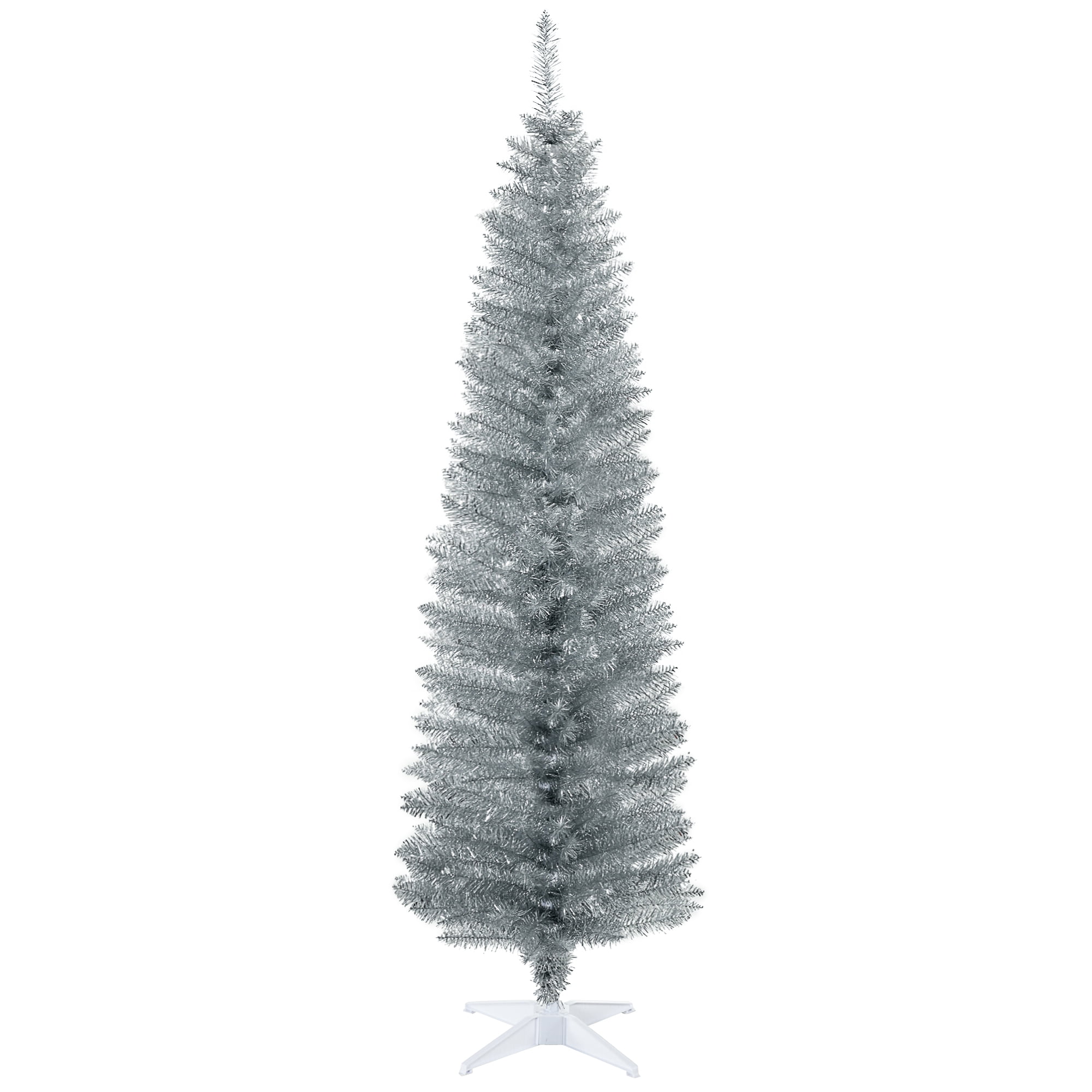 Astoutdoor 6 ft Prelit Christmas Tree, Silver Plastic, 390 Tips, 21.75 in Diameter