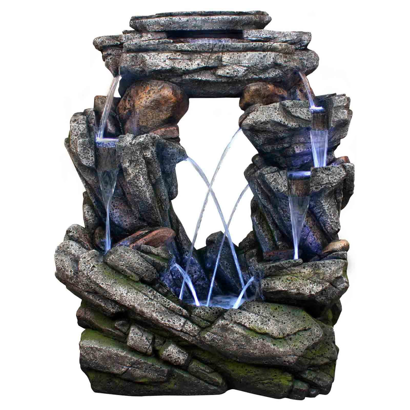 Alpine 52 in. Open Rock Outdoor Fountain with LED