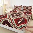 thumbnail image 3 of jejeloiu Rustic Western Aztec Queen Sheet Sets,Bohemian Geometric Pattern Flat Sheet,Black Red Brown Queen Fitted Sheet For Kids,Luxury Bedroom Decor,4-Piece, 3 of 7