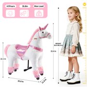DEYGIA Ride on Unicorn Toys, Mechanical Cycle Walking Action Plush Animal, Max Load 165 lbs