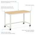 thumbnail image 4 of Space Solutions Ready-to-assemble 48-inch Wide Mobile Metal Desk with Laminate Top, White/Maple, 4 of 15