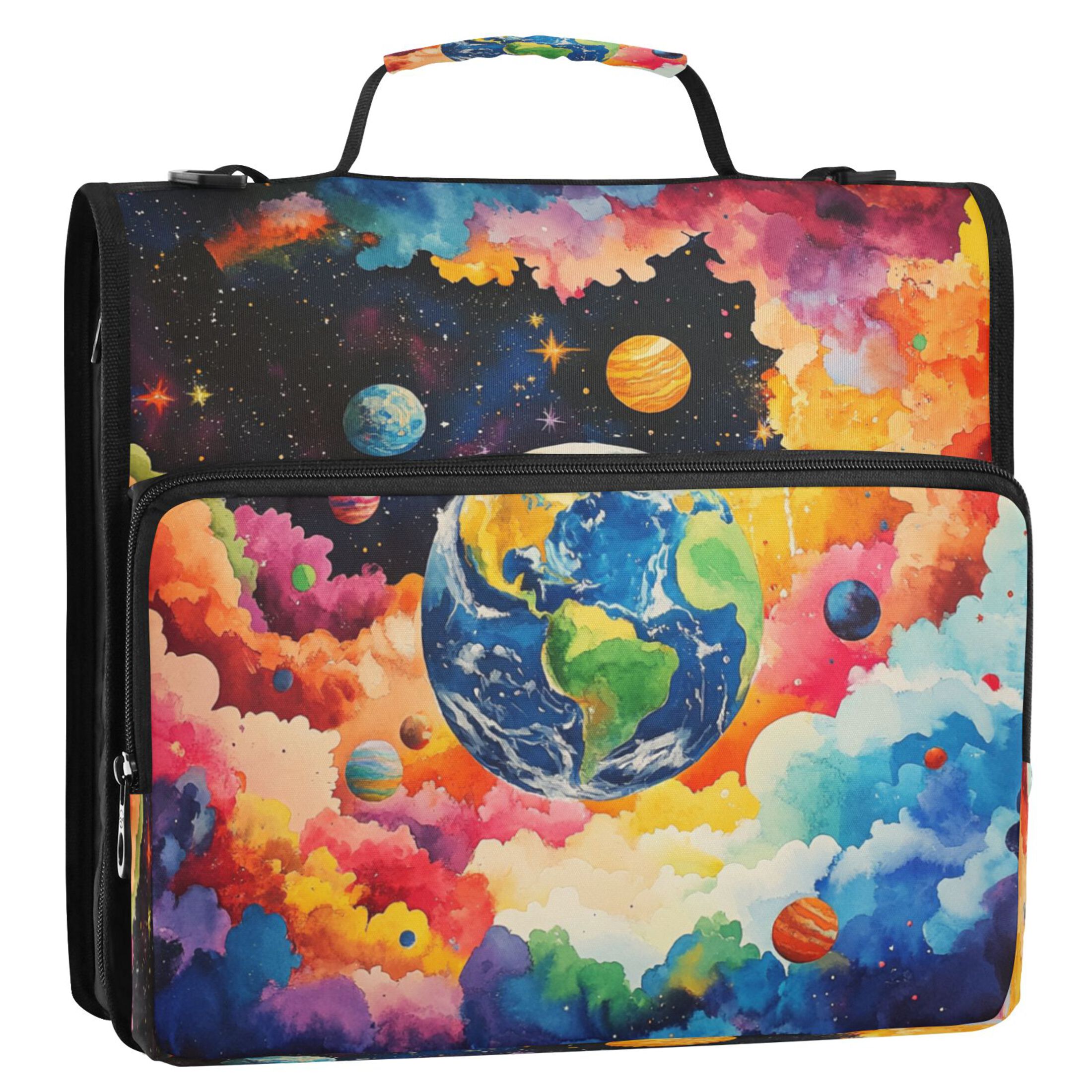 YAZAOO Zipper Binder trapper keeper Documents Organized Design Cosmic Harmony Printed