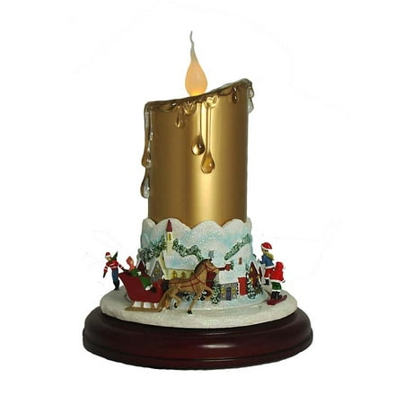 9" Musical Lighted Christmas Candle Decor with Animated Ice Skaters on