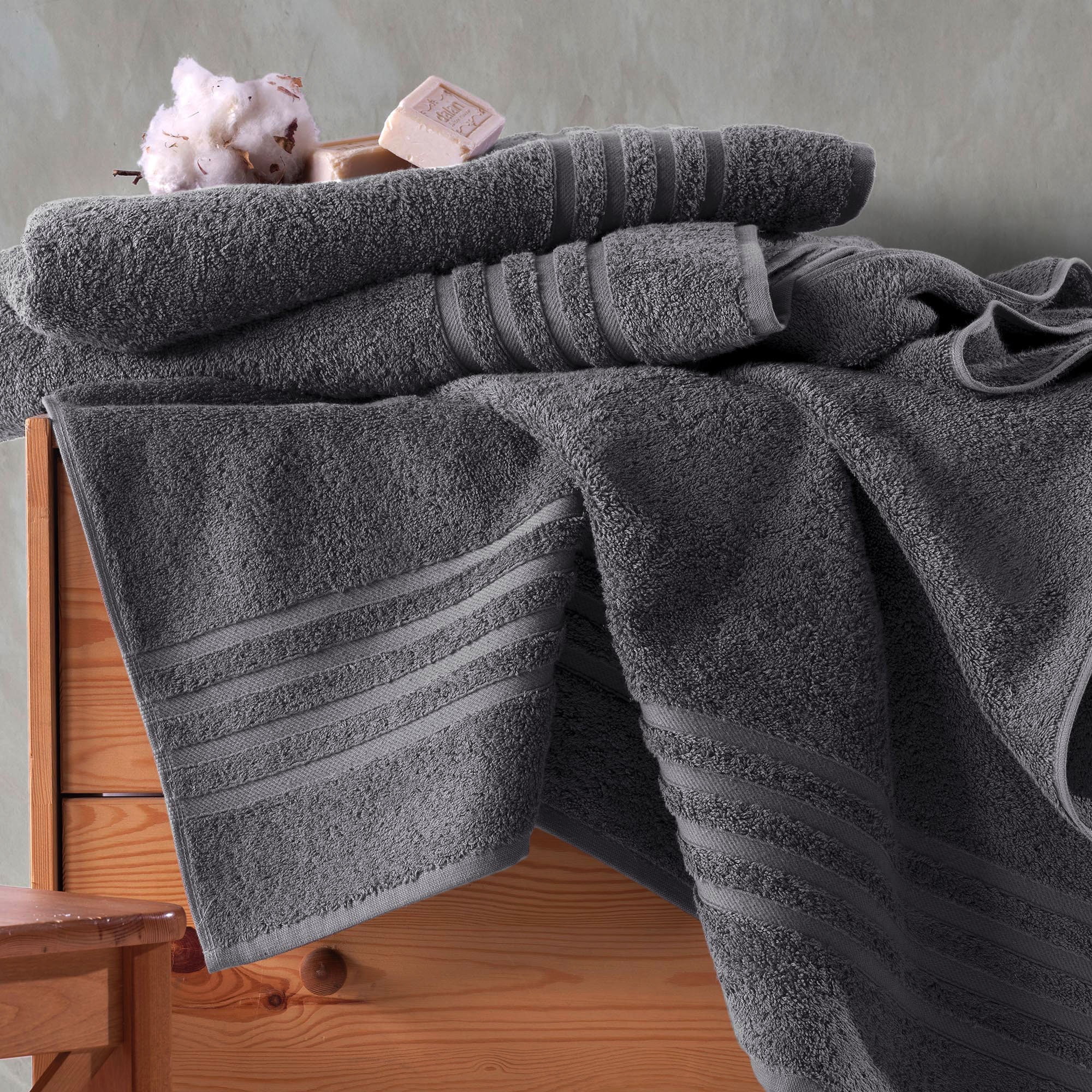 Jumbo Large Bath Sheets Towels 2 Pack Soft and Absorbent, 100% Cotton Towels (Cool Grey, Bath Sheet)