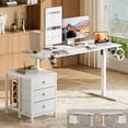 thumbnail image 1 of GUNAITO Computer Desk 66" × 23.6" Electric Standing Desk with 3 Drawers Height Adjustable Stand Up Table Ergonomic Sit Stand Desk with Splice Board for Home Office White, 1 of 11