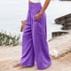 thumbnail image 4 of Pantalones largos de pierna ancha SCZ de lino de algodón cintura alta sueltos casuales con bolsillos púrpura 3xl, 4 of 7