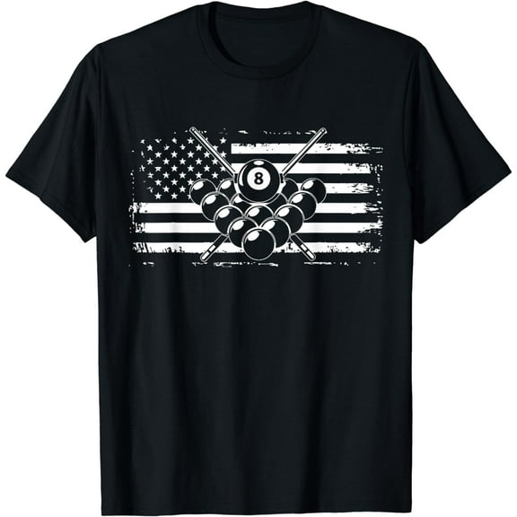Billiards T Shirt Pool Billiards American Flag Gift Tee