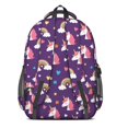 thumbnail image 3 of Unicorn and Heart Purple Pattern Backpack for School, Cute School Bag with Adjustable Shoulder Straps and Padded Back, 16.9"x12.6"x5.9", 3 of 5