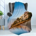 thumbnail image 4 of Charleston Soft Flannel Fleece Throw Blanket, Historic Homes of the South Carolina Atlantic Ocean Scene Illustration, Cozy Plush for Indoor and Outdoor Use, 70" x 90", Multicolor, by Ambesonne, 4 of 5