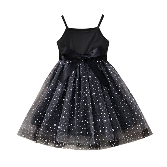 Ketyyh-chn99 Teen Girl Clothes Summer Dresses Tutu Dress Toddler Cotton Short Long Sleeve Infant Tulle Dresses Sleeveless Princess Party Dress Black ,3-4 Years