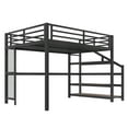 thumbnail image 6 of Queen Loft Bed with Desk & Storage Stairs, Metal Frame with LED Lights, USB Ports & Multifunctional Iron Nets, Noise-Free, No Box Spring Needed, Black, 6 of 9