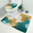 thumbnail image 2 of Teal and Gold Marble Wavy Lines Pattern Bathroom Rugs Sets 3 Piece,Toilet Cover Set,Absorbent Non Slip Bathroom Mats Sets with U-Shaped Contour Rug Toilet Rug Set, 2 of 5