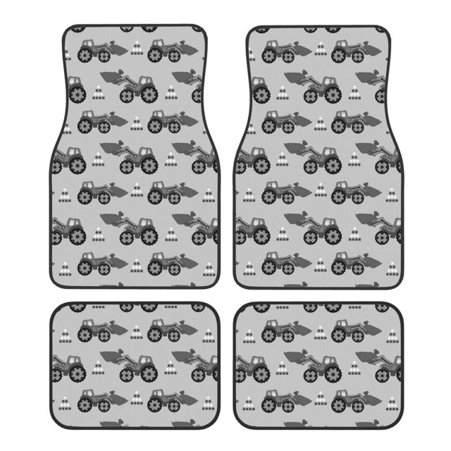 Balery Gray Tractor Juego de 4 Alfombrillas para Auto, Revestimientos de Caucho Resistente, Diseño Antideslizante