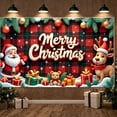thumbnail image 4 of Plaid Pattern Christmas Banner Snowflake Design Merry Christmas Banner Santa Claus Reindeer Xmas Banner for Christmas Party Home Decoration Holiday Celebration, 4 of 7