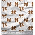 thumbnail image 1 of Soimoi Brown Velvet Fabric Bow & Dots Print Fabric by Yard 58 Inch Wide, 1 of 3