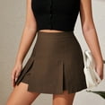 thumbnail image 3 of Felirenzacia Mini Skirt High Waist Zip Up Split Bodycon Fitted Party A Line Skirt Skort with Short, Brown,XL, 3 of 8