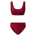 thumbnail image 5 of MKLEKYY Trajes De Baño Mujer 2 Piezas Women Two Piece Neck Bikini Crop Top High Cut Swimsuit Sporty High Waisted Bathing Suit With Bottoms, 5 of 5