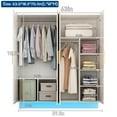 thumbnail image 3 of Blotout 4 Door Wardrobe Armoire with LED Light, 70" Large Wooden Closet Storage with Hanging Rods & Multi-Layer Shelves for Large Bedroom, White-4 Doors, 3 of 9