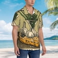 thumbnail image 3 of Sikiie Vintage Garlic Bread Illustration Print Men's Hawaiian Shirt, Summer Beach Button Pocket Short Sleeve T-Shirt,Large, 3 of 7