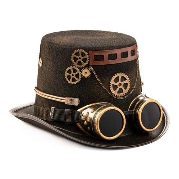 Dress Up America Steampunk Hat - Brown Victorian Steam Punk Costume Hat for Teens and Adults - Halloween Top Hat