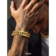 thumbnail image 3 of PROSTEEL Men Stainless Steel 17mm Cuban Chain Bracelets Chunky Franco Gold Plated Chain Bracelet 9 inch Chains Jewelry Birthday Valentine Graduation Father Day Gifts, 3 of 9