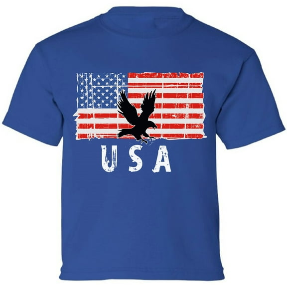 USA Shirts for Kids Boys Girls - 4th of July American Flag Eagle Tee