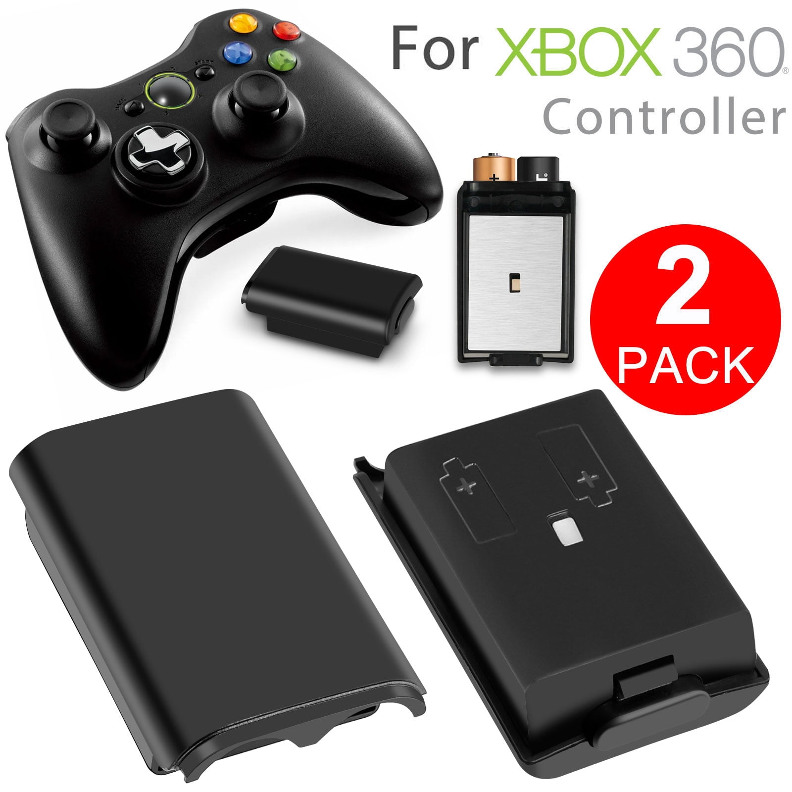 2 Pcs Battery Pack Cover Shell for Xbox 360 Game Controller