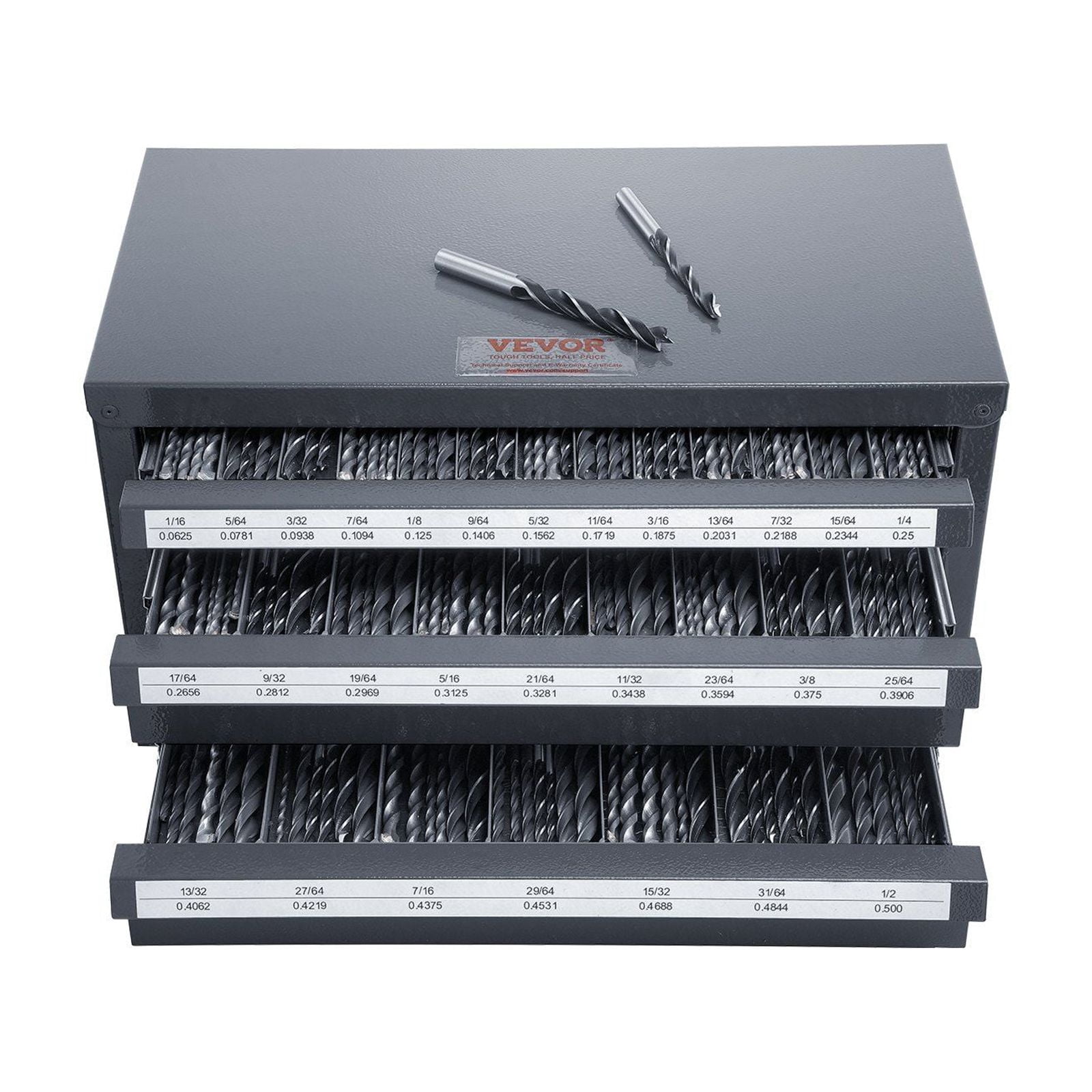 Drill Bit Dispenser Cabinet, Three-Drawer Drill Bit Organizer Cabinet for 1/16" to 1/2", Steel Drill Dispenser Organizer Cabinet with Labels, Stackable Drill Dispenser for Drill Bit Storage