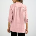 thumbnail image 6 of cocolona Linen Shirts for Women Summer V Neck 3/4 Sleeve Tops Fashion Solid Color Casual Loose Blouses, 6 of 6