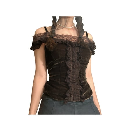 

Womens Lace Casual Camisole Crop Tank Low Cut Lining Tops Lingerie Spaghetti Strap Top