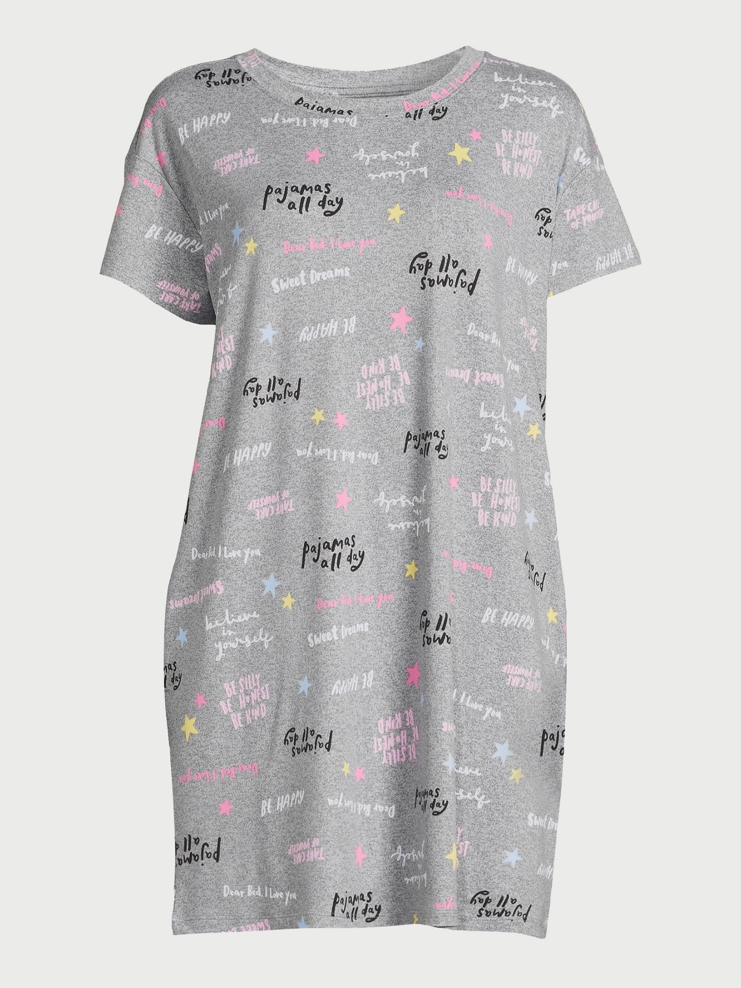 Joyspun Women’s Short Sleeve Sleep Shirt, Sizes S/M to 2X/3X