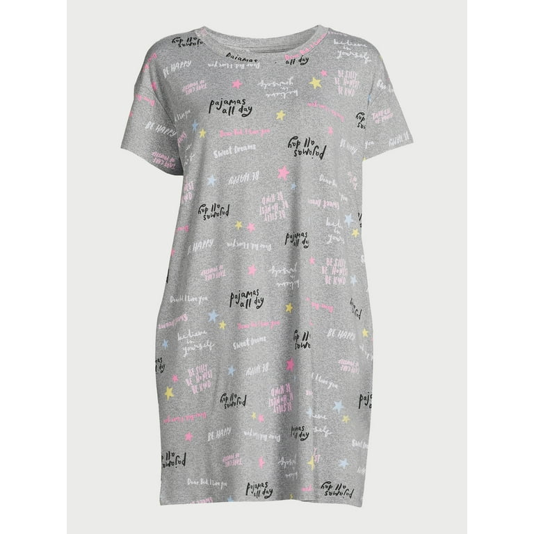 Joyspun Short Sleeve Pink Coffees Sleep Shirt Nightgown Nightshirt