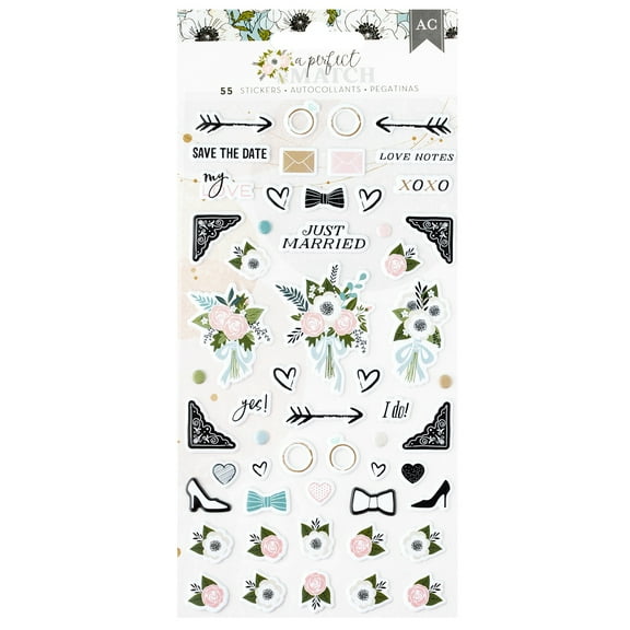 American Crafts A Perfect Match Puffy Stickers 55/Pkg-Icons