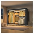 thumbnail image 3 of V6L Covered Garment Rack Heavy Duty Clothes Rack with Cover and Dimmable LED Lights, Portable Closet Wardrobe Freestanding Clothing Rack for Hanging Clothes, White Closet Rack with Black Cover, 3 of 8