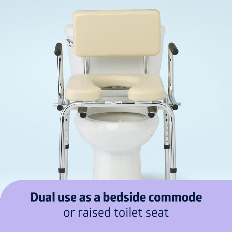 Medline Drop Arm with Padded Seat and Backrest 350 lbs Weight Capacity Beige