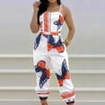 thumbnail image 4 of Gibobby Mono Bombachos Mono de tirantes con estampado de moda de verano para mujer(Blanco， XXL), 4 of 5